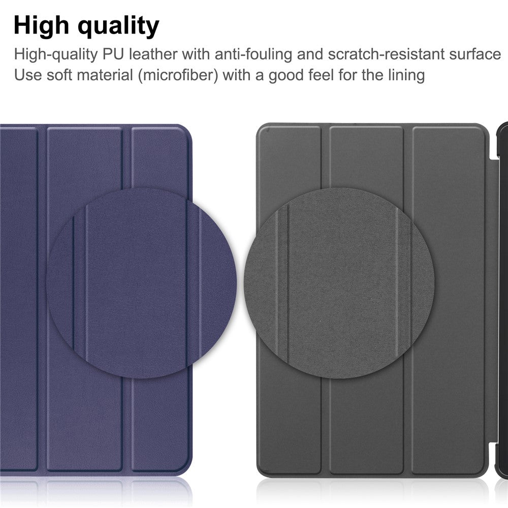 PU Leather Tablet Case for Lenovo Tab M8 (4th Gen) 2024 TB-301XU / M8 (4th Gen) 2023 TB-300FU Tri-Fold Stand Protective Tablet Cover - Blue