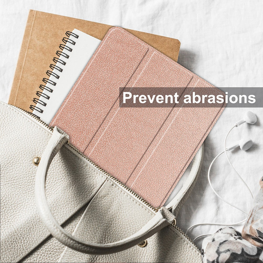 PU Leather Tablet Case for Lenovo Tab M8 (4th Gen) 2024 TB-301XU / M8 (4th Gen) 2023 TB-300FU Tri-Fold Stand Protective Tablet Cover - Rose Gold