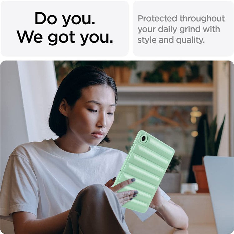 For Samsung Galaxy Tab A8 10.5 (2021) / (2022) Candy Color Shockproof Case Down Jacket Design Anti-scratch TPU Cover - Cyan