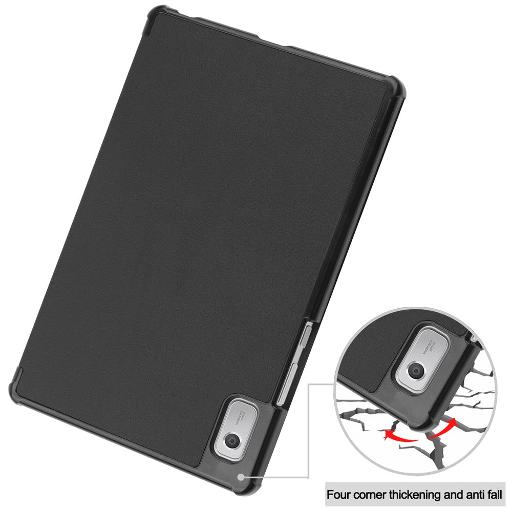 For Lenovo Tab M9 Anti-scratch PU Leather Tablet Case Tri-fold Stand Protective Cover - Black