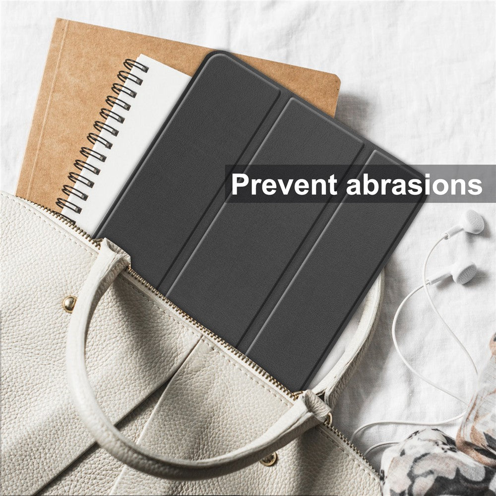 For Lenovo Tab M9 Anti-scratch PU Leather Tablet Case Tri-fold Stand Protective Cover - Black