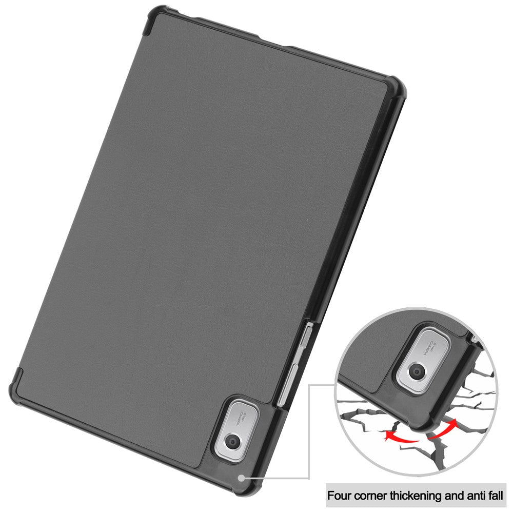 For Lenovo Tab M9 Anti-scratch PU Leather Tablet Case Tri-fold Stand Protective Cover - Grey