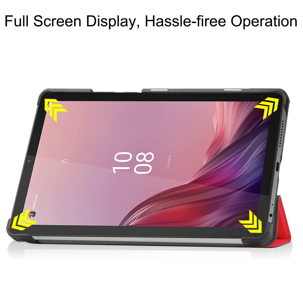 For Lenovo Tab M9 Anti-scratch PU Leather Tablet Case Tri-fold Stand Protective Cover - Red