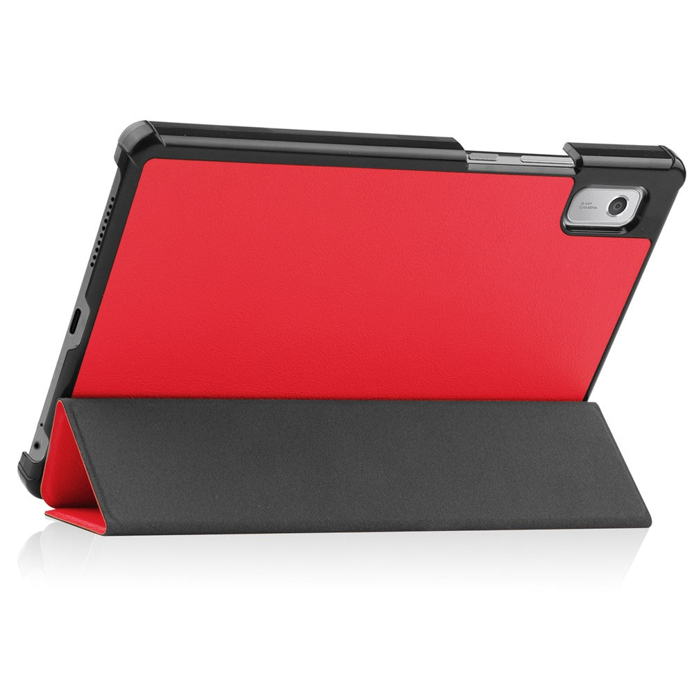 For Lenovo Tab M9 Anti-scratch PU Leather Tablet Case Tri-fold Stand Protective Cover - Red