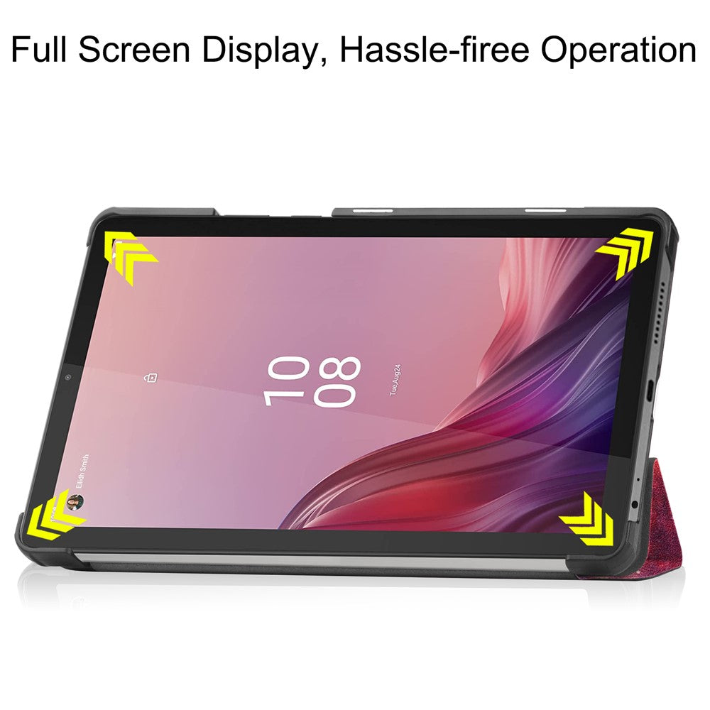 Tri-fold Stand Tablet Case for Lenovo Tab M9 Pattern Printing PU Leather + PC Protective Cover - Starry Sky