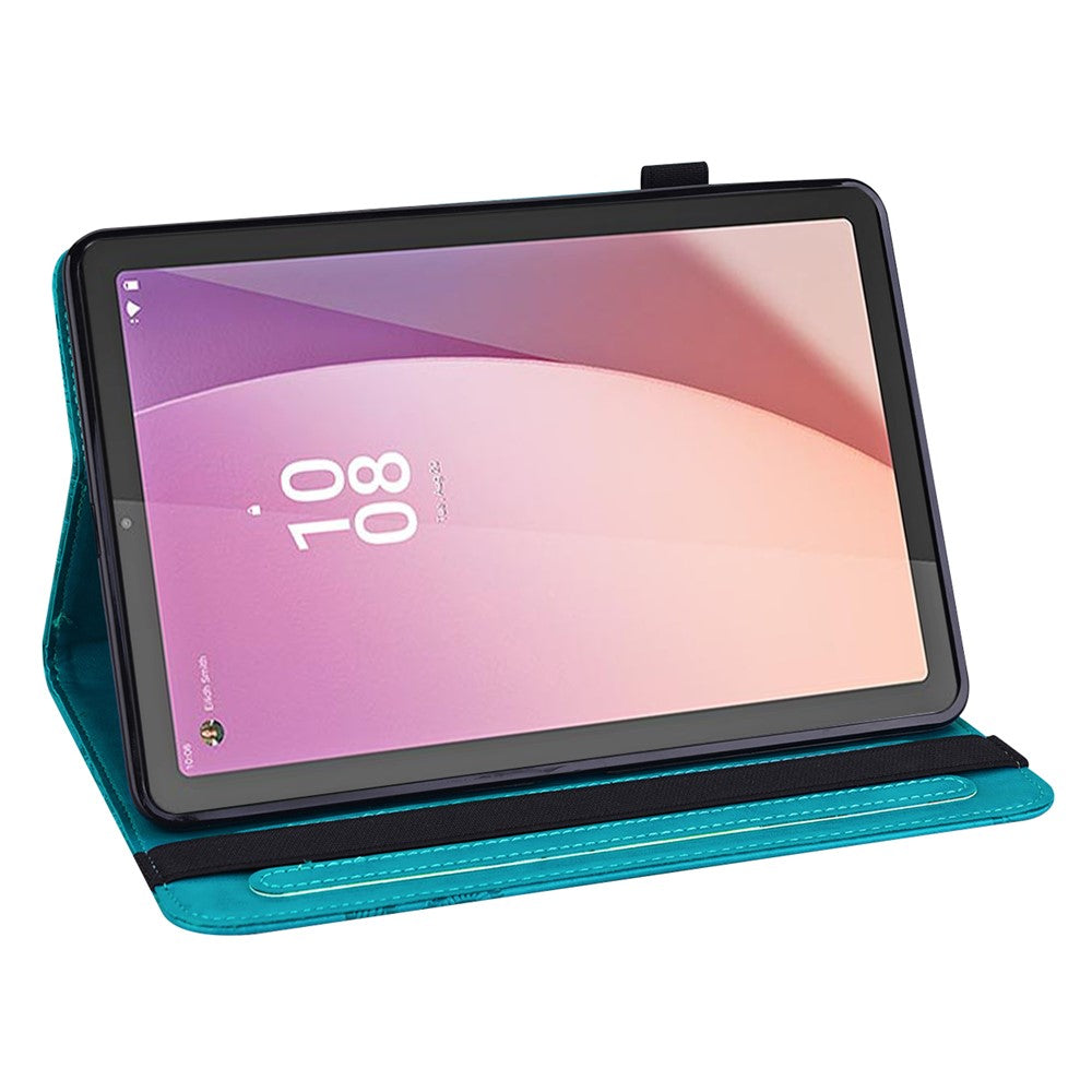 For Lenovo Tab M9 Flower Imprinting Tablet Cover PU Leather Stand Wallet Protective Case - Blue