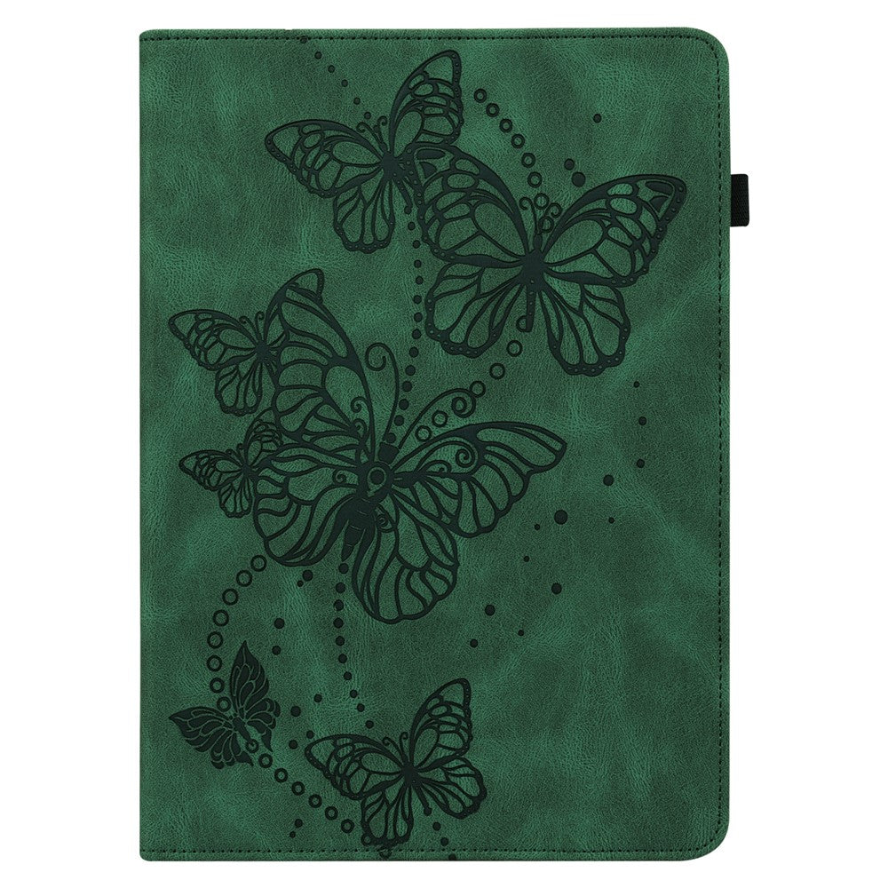 For Lenovo Tab P11 Pro Gen 2 PU Leather Tablet Stand Cover Butterfly Imprinted Card Holder Drop-proof Case - Green