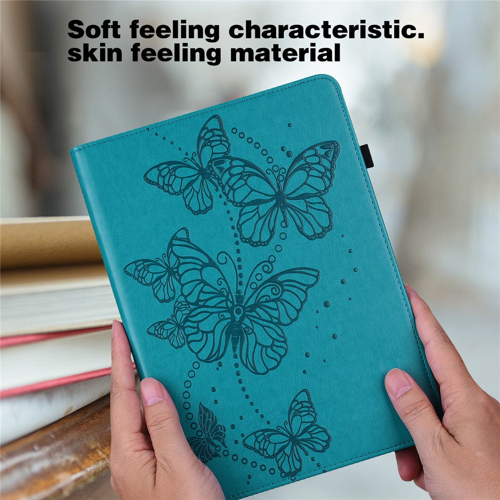 For Lenovo Tab P11 Pro Gen 2 PU Leather Tablet Stand Cover Butterfly Imprinted Card Holder Drop-proof Case - Blue