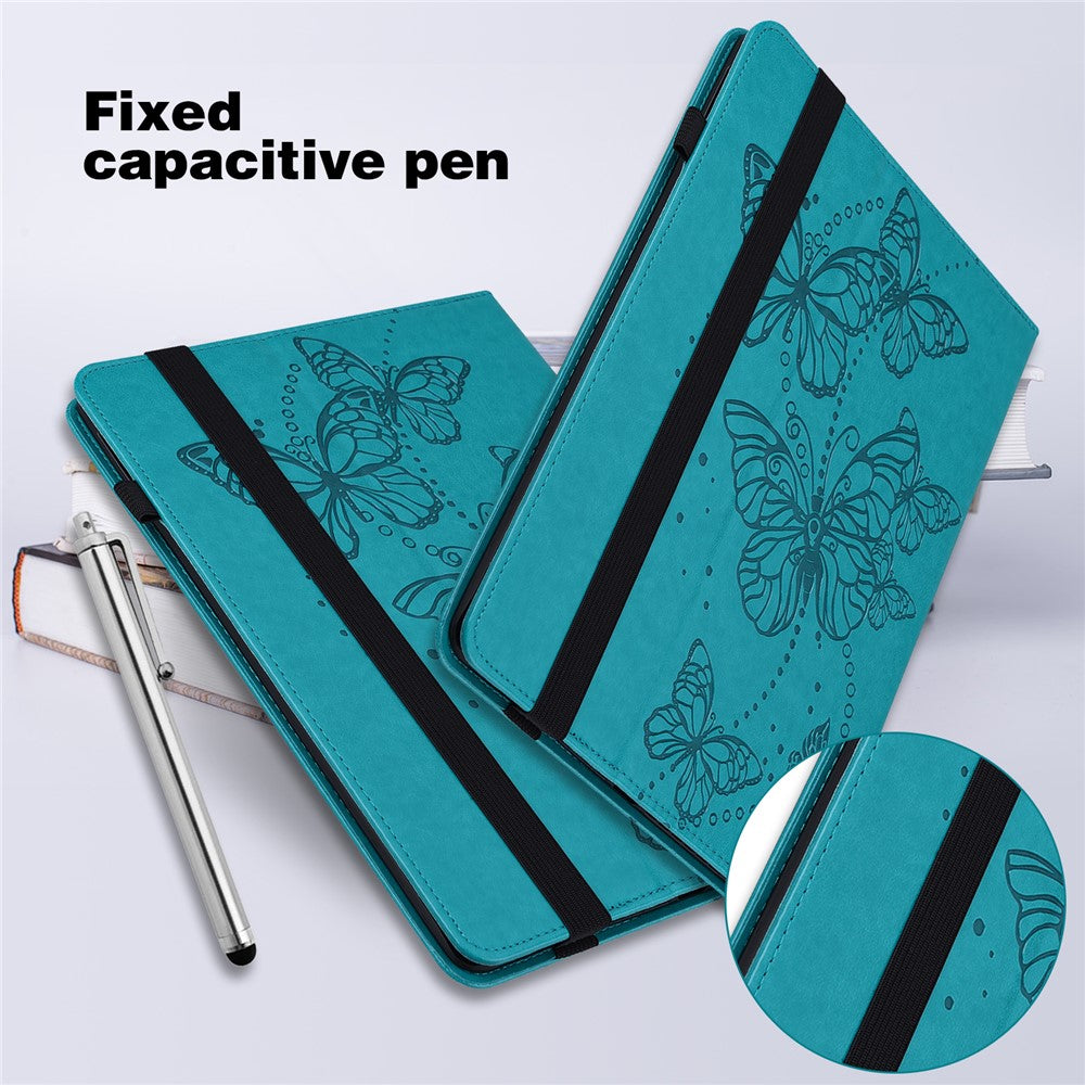 For Lenovo Tab P11 Pro Gen 2 PU Leather Tablet Stand Cover Butterfly Imprinted Card Holder Drop-proof Case - Blue