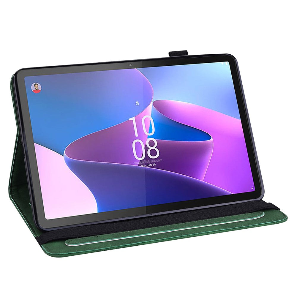 For Lenovo Tab P11 Gen 2 Butterfly Imprinted PU Leather Tablet Stand Cover Drop-proof Case with Card Slots - Green