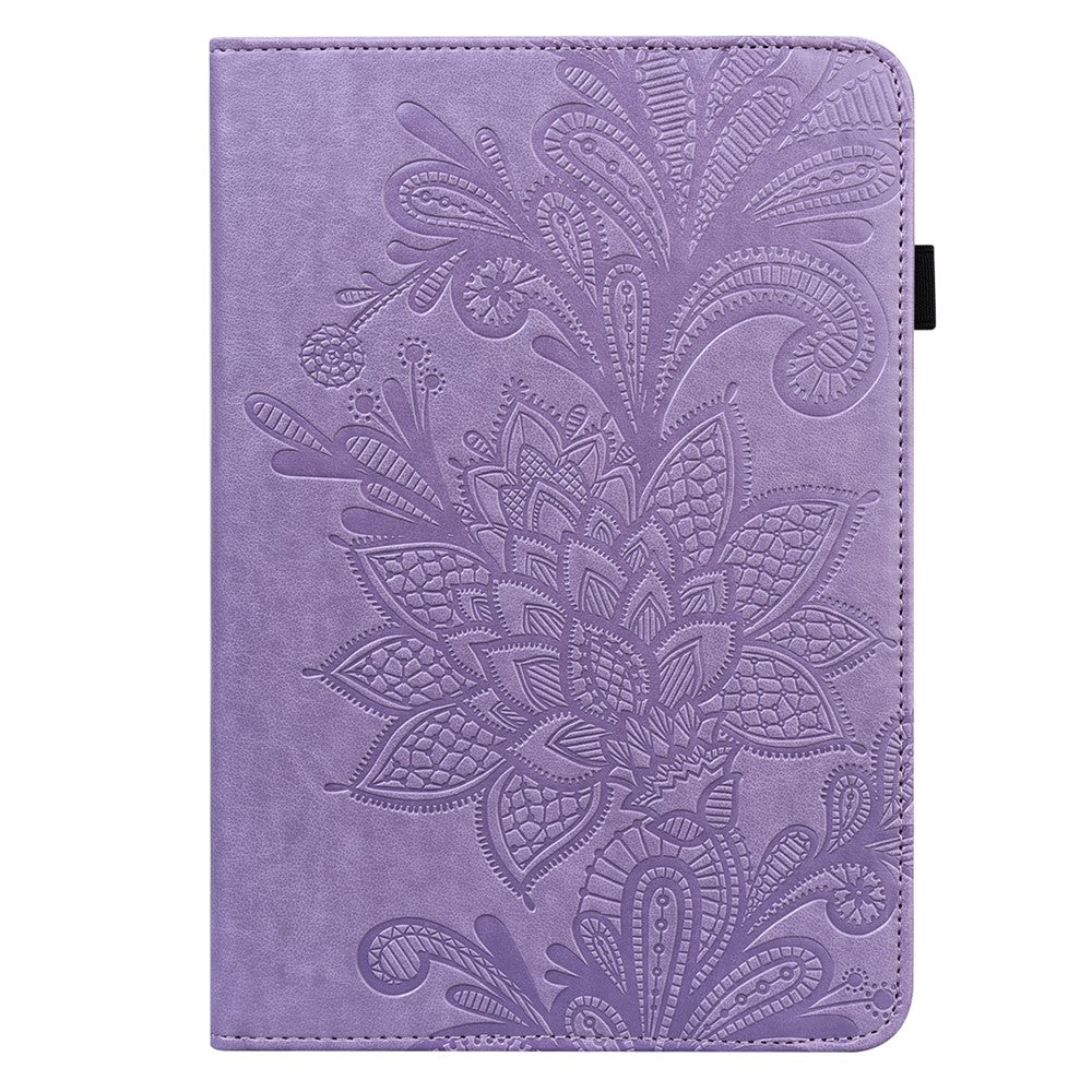 For Lenovo Tab P11 Pro Gen 2 Flower Imprinting PU Leather Tablet Case Drop-proof Wallet Stand Cover - Purple
