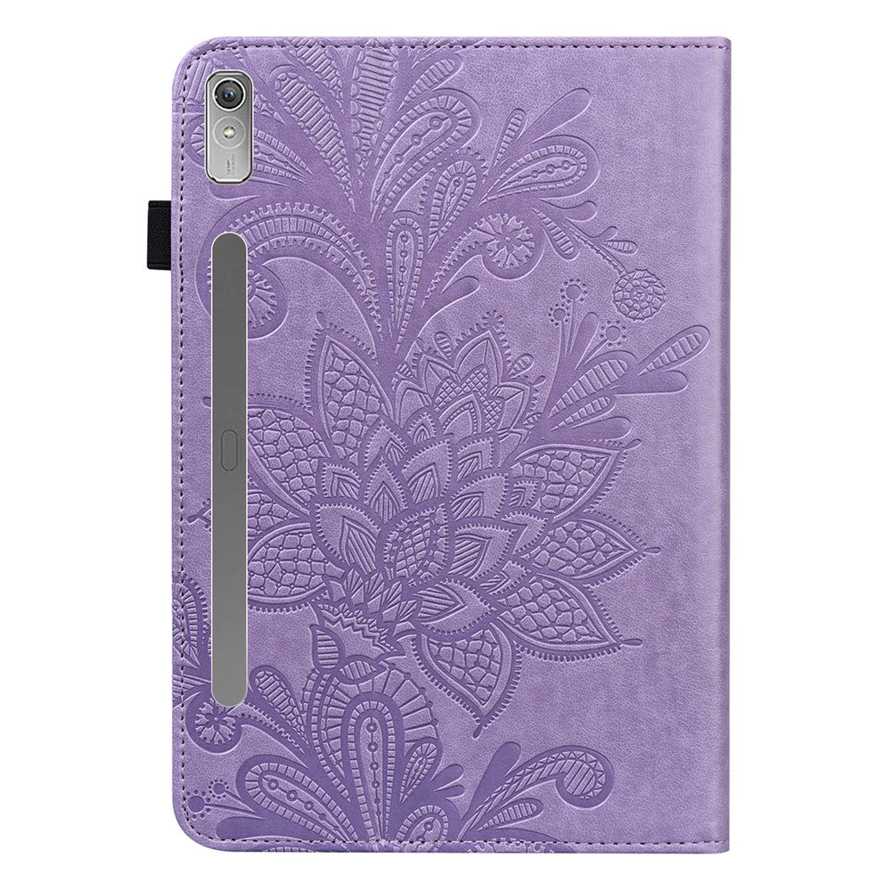 For Lenovo Tab P11 Pro Gen 2 Flower Imprinting PU Leather Tablet Case Drop-proof Wallet Stand Cover - Purple
