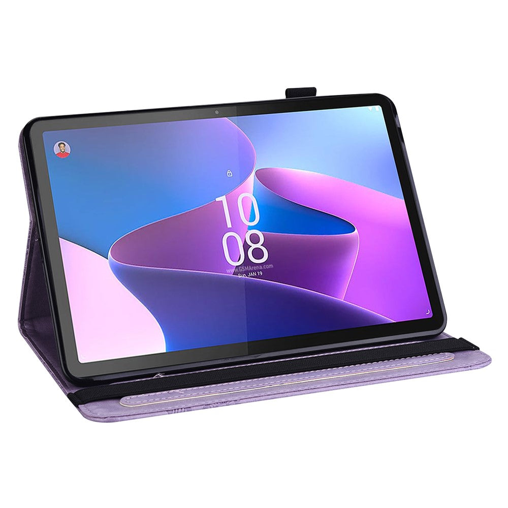 For Lenovo Tab P11 Pro Gen 2 Flower Imprinting PU Leather Tablet Case Drop-proof Wallet Stand Cover - Purple