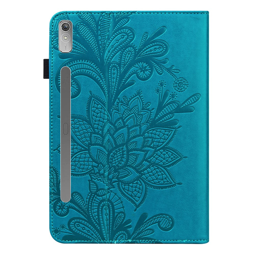 For Lenovo Tab P11 Pro Gen 2 Flower Imprinting PU Leather Tablet Case Drop-proof Wallet Stand Cover - Blue
