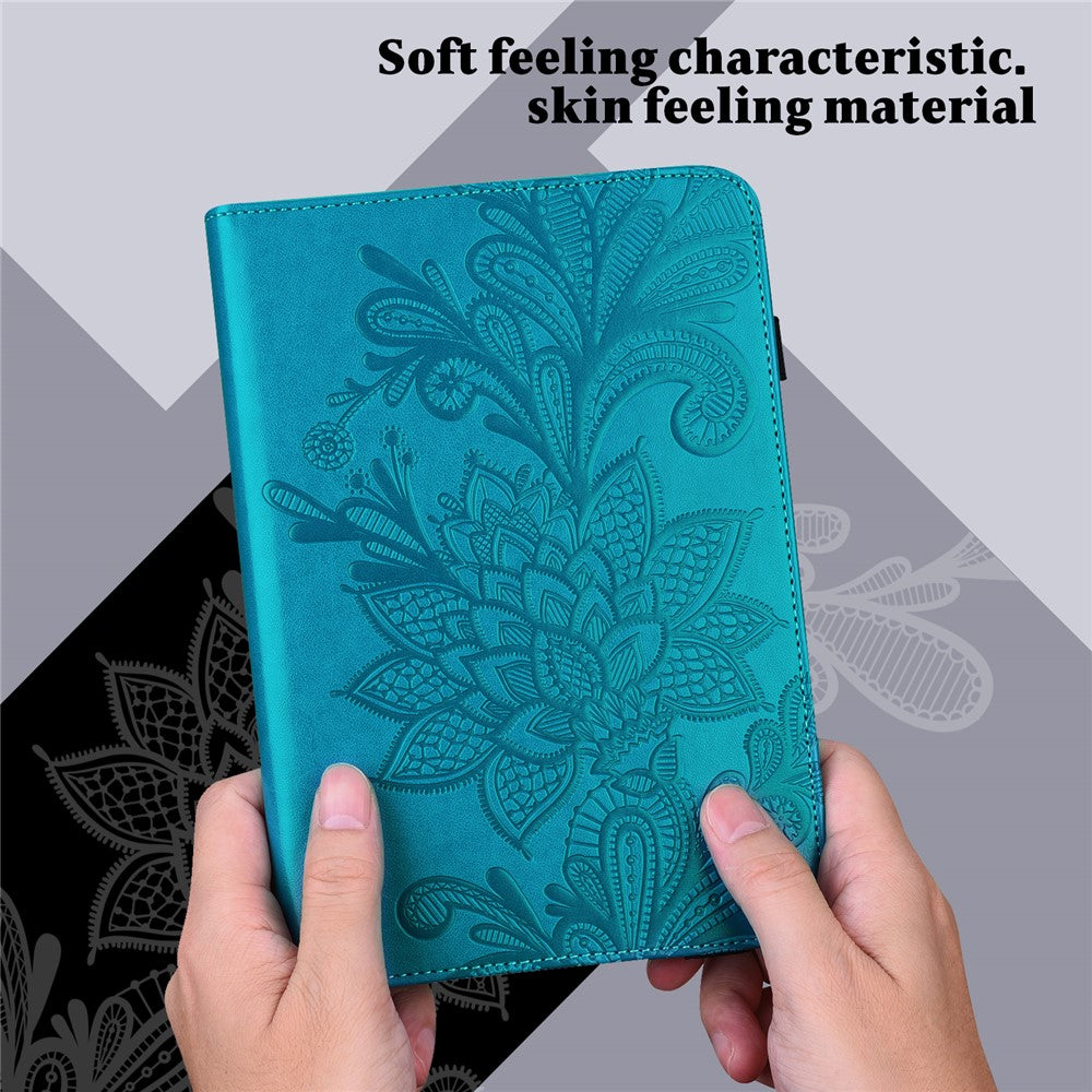For Lenovo Tab P11 Pro Gen 2 Flower Imprinting PU Leather Tablet Case Drop-proof Wallet Stand Cover - Blue
