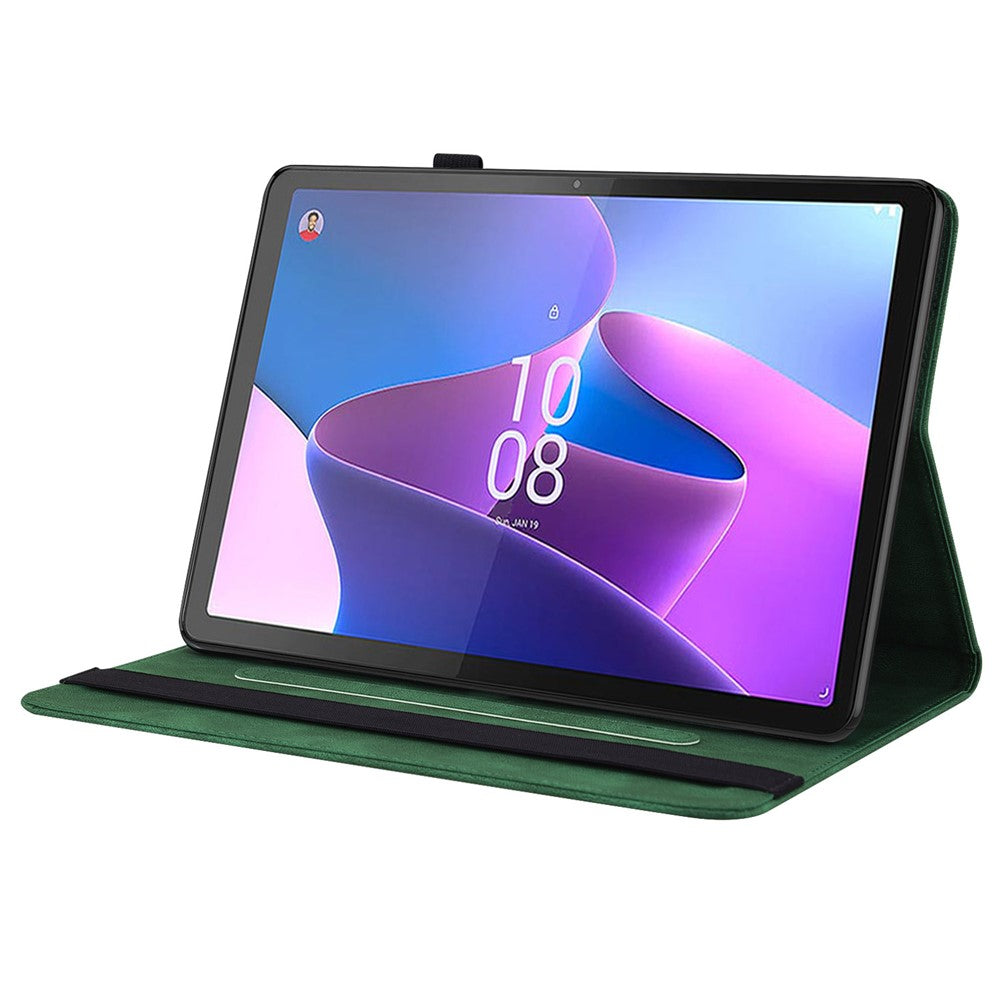 For Lenovo Tab P11 Gen 2 Shockproof Case Butterfly Flower Imprinted Leather Cover with Card Slot - Green