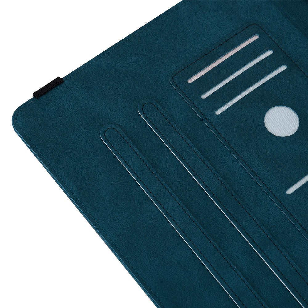 For Lenovo Tab P11 Gen 2 Shockproof Case Butterfly Flower Imprinted Leather Cover with Card Slot - Dark Blue