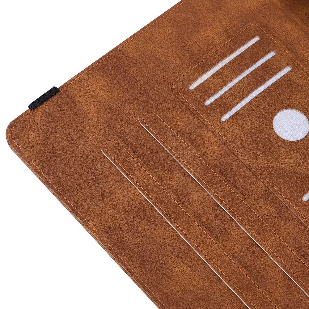 For Lenovo Tab P11 Gen 2 Shockproof Case Butterfly Flower Imprinted Leather Cover with Card Slot - Brown