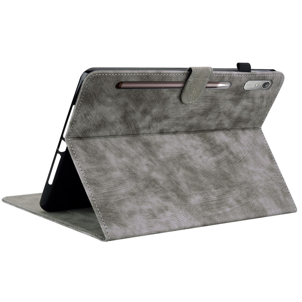 Shockproof Case for Lenovo Tab P11 Pro Gen 2 PU Leather Stand Case Cute Tiger Pattern Flip Cover with Card Holder - Grey