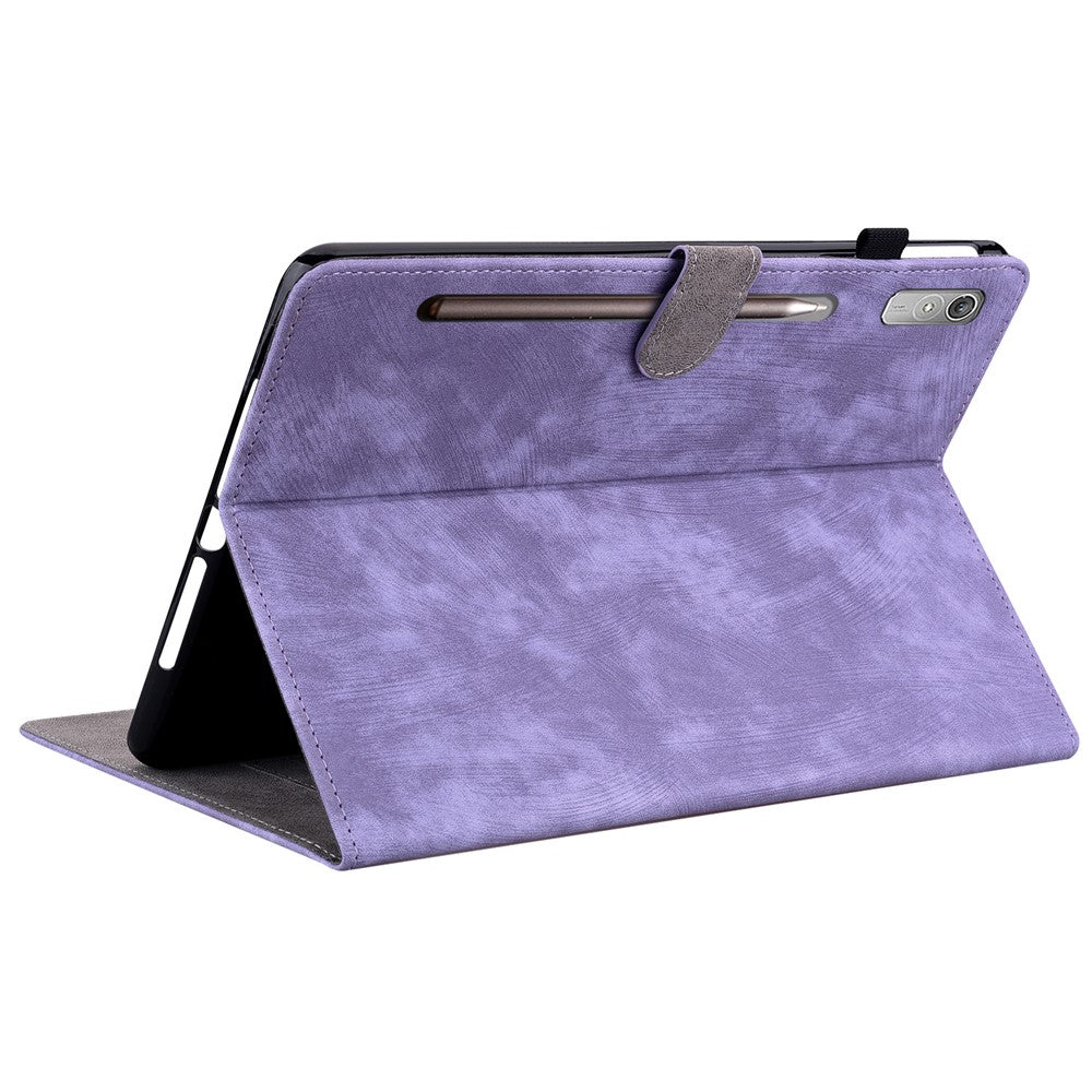 Shockproof Case for Lenovo Tab P11 Pro Gen 2 PU Leather Stand Case Cute Tiger Pattern Flip Cover with Card Holder - Purple