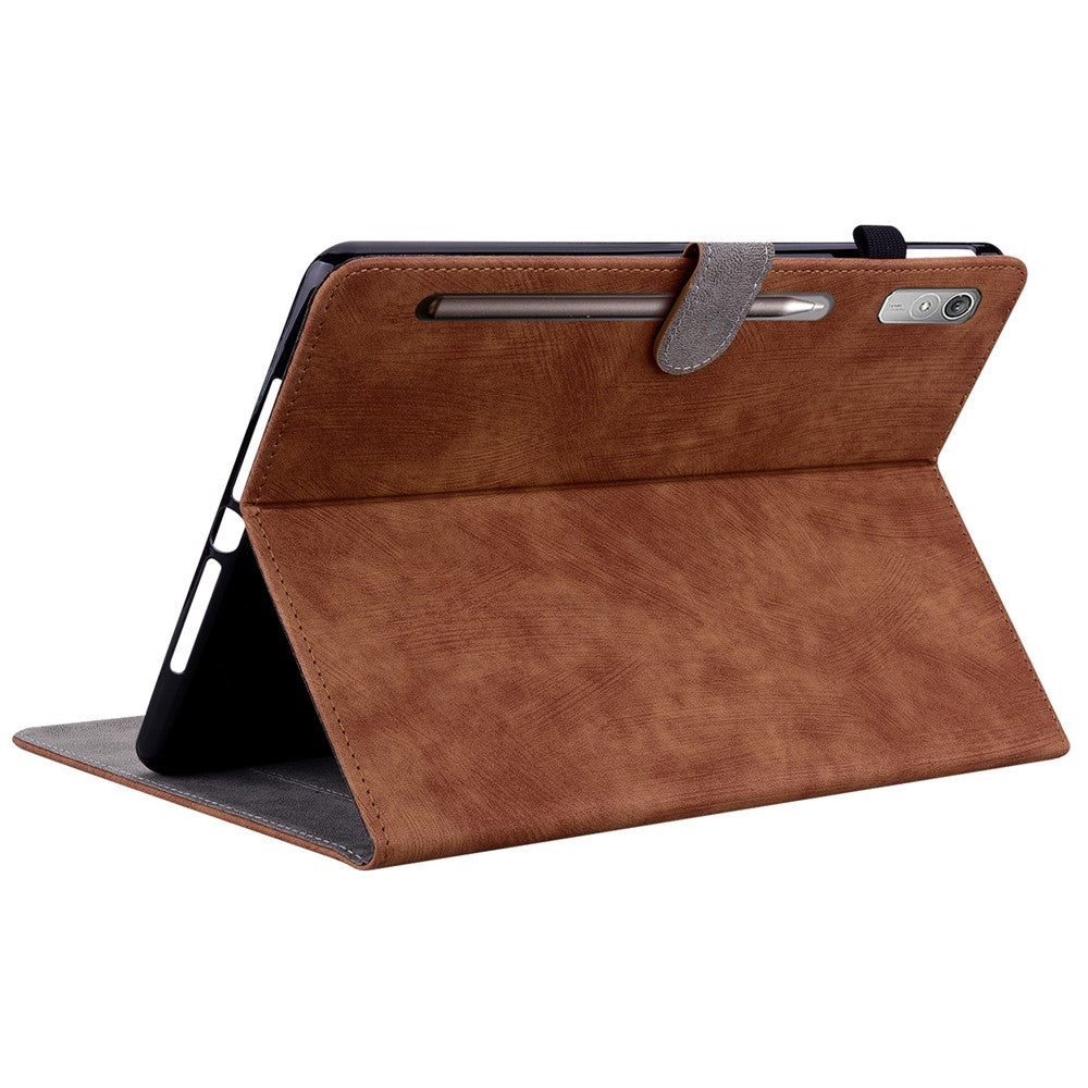 Shockproof Case for Lenovo Tab P11 Pro Gen 2 PU Leather Stand Case Cute Tiger Pattern Flip Cover with Card Holder - Brown