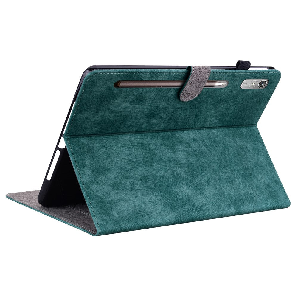 Shockproof Case for Lenovo Tab P11 Pro Gen 2 PU Leather Stand Case Cute Tiger Pattern Flip Cover with Card Holder - Green