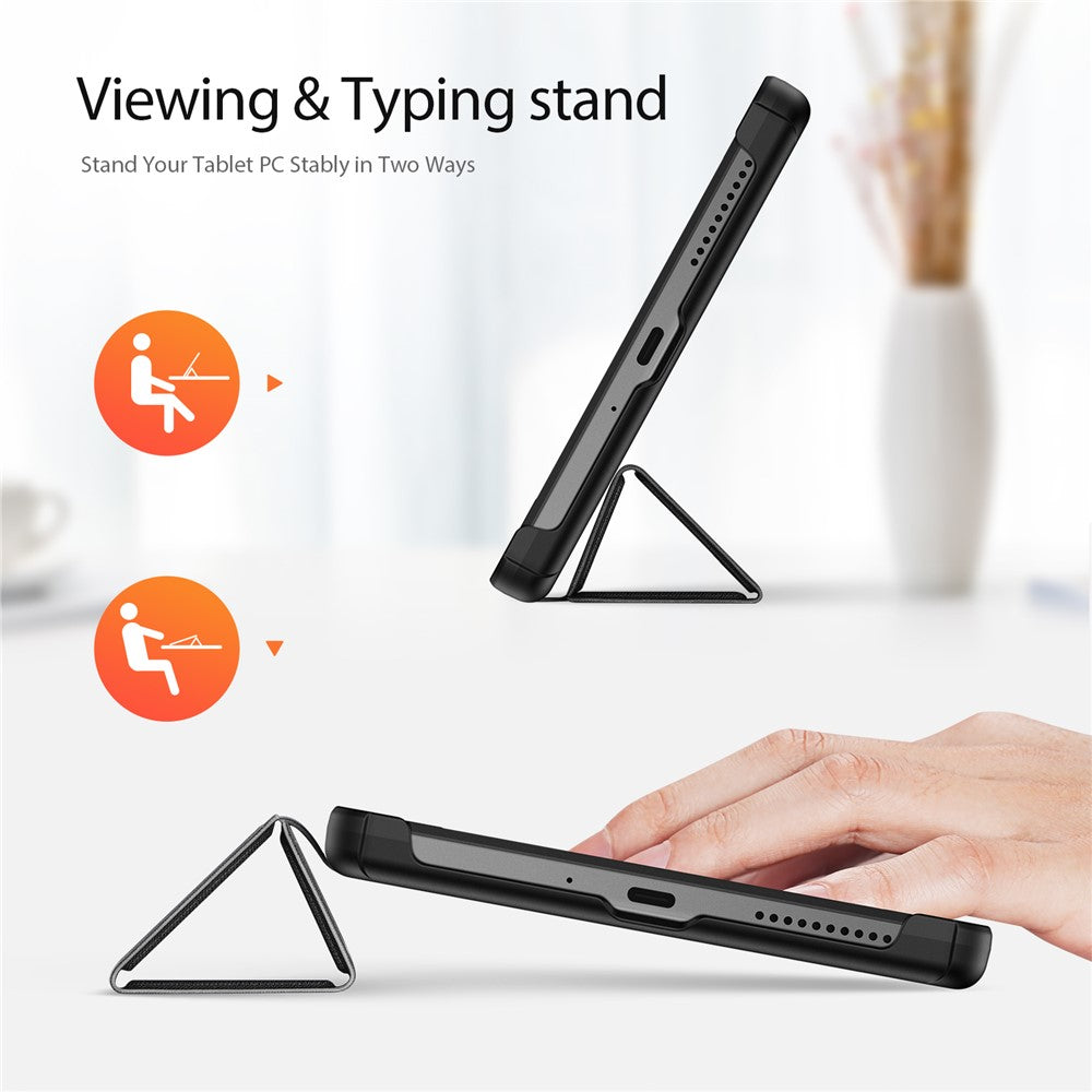 DUX DUCIS Domo Series PU Leather Case for Lenovo Tab M8 (4th Gen) 2024 TB-301XU / M8 (4th Gen) 2023 TB-300FU Tri-Fold Stand Case - Black