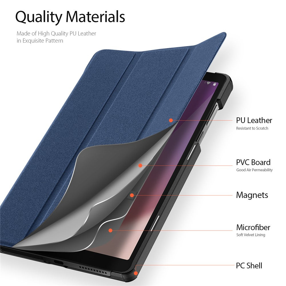 DUX DUCIS Domo Series PU Leather Case for Lenovo Tab M8 (4th Gen) 2024 TB-301XU / M8 (4th Gen) 2023 TB-300FU Tri-Fold Stand Case - Blue