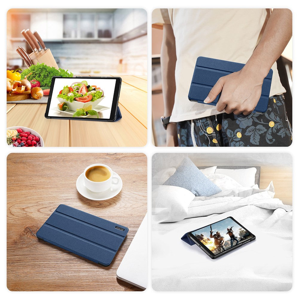 DUX DUCIS Domo Series PU Leather Case for Lenovo Tab M8 (4th Gen) 2024 TB-301XU / M8 (4th Gen) 2023 TB-300FU Tri-Fold Stand Case - Blue