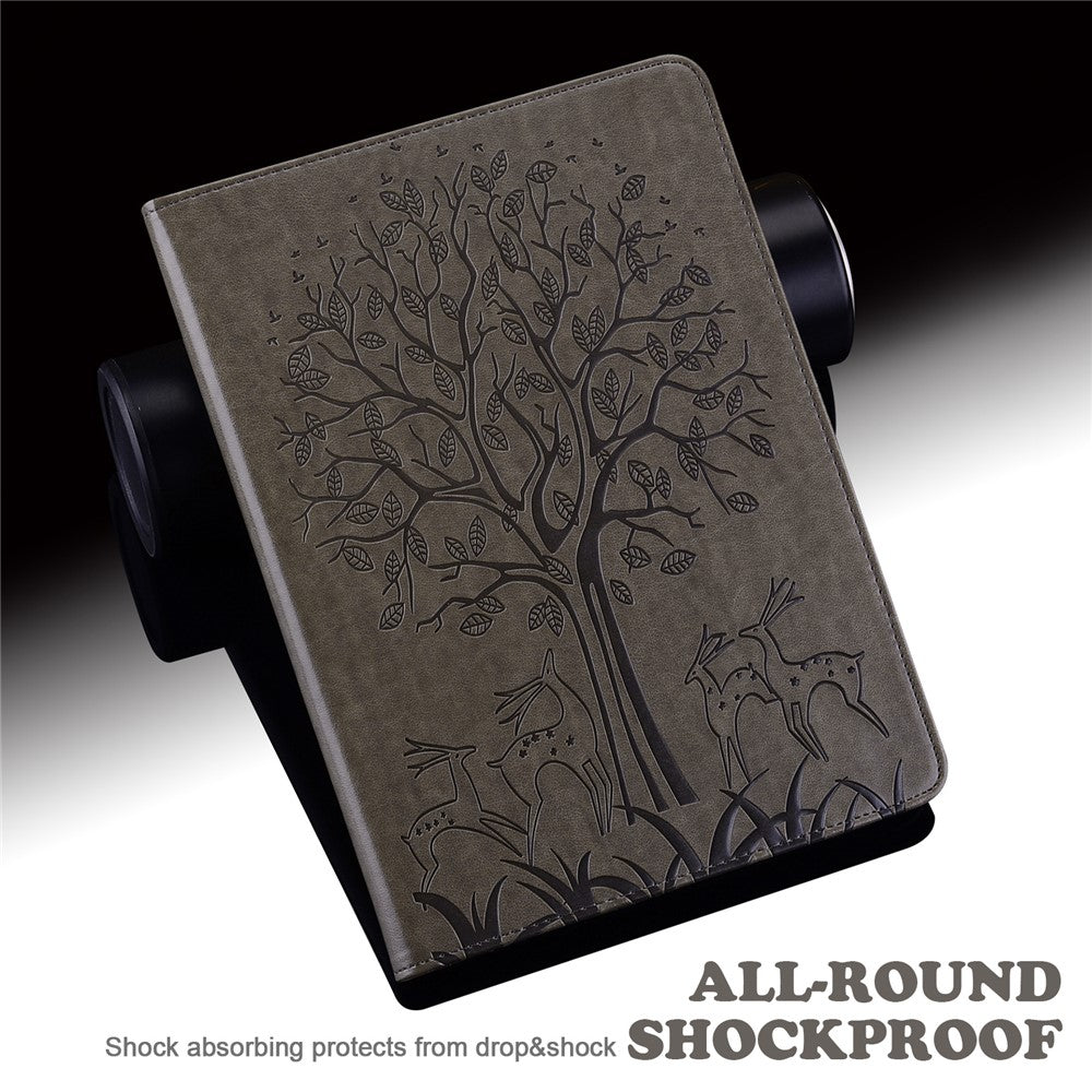 PU Leather Case for Lenovo Tab P11 Gen 2 Protective Cover Tree Deer Imprinted Stand Case with Card Slots - Grey