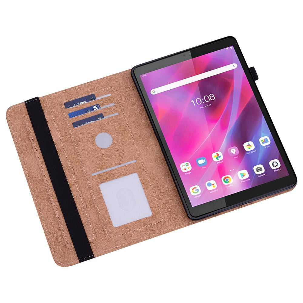 For Lenovo Tab M8 (4th Gen) 2024 TB-301XU / M8 (4th Gen) 2023 TB-300FU Line Imprinted Leather Drop-Proof Tablet Cover Stand with Card Slots - Green