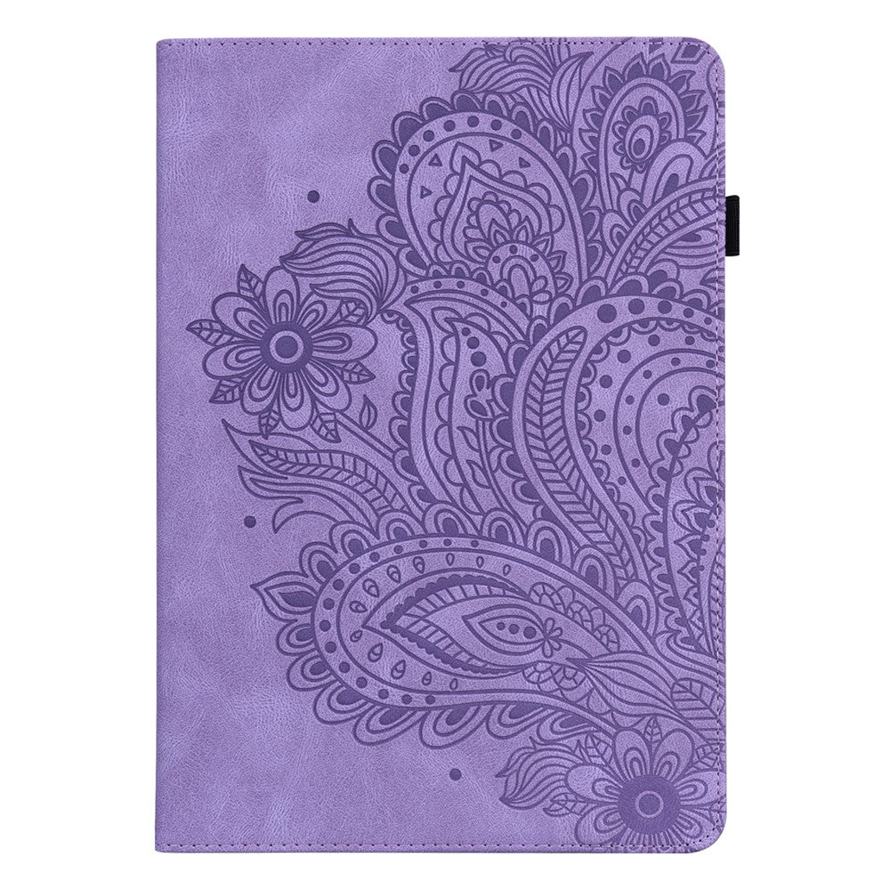For Lenovo Tab P11 Gen 2 Flower Imprinting Tablet Shell PU Leather Card Holder Drop-proof Stand Case - Purple