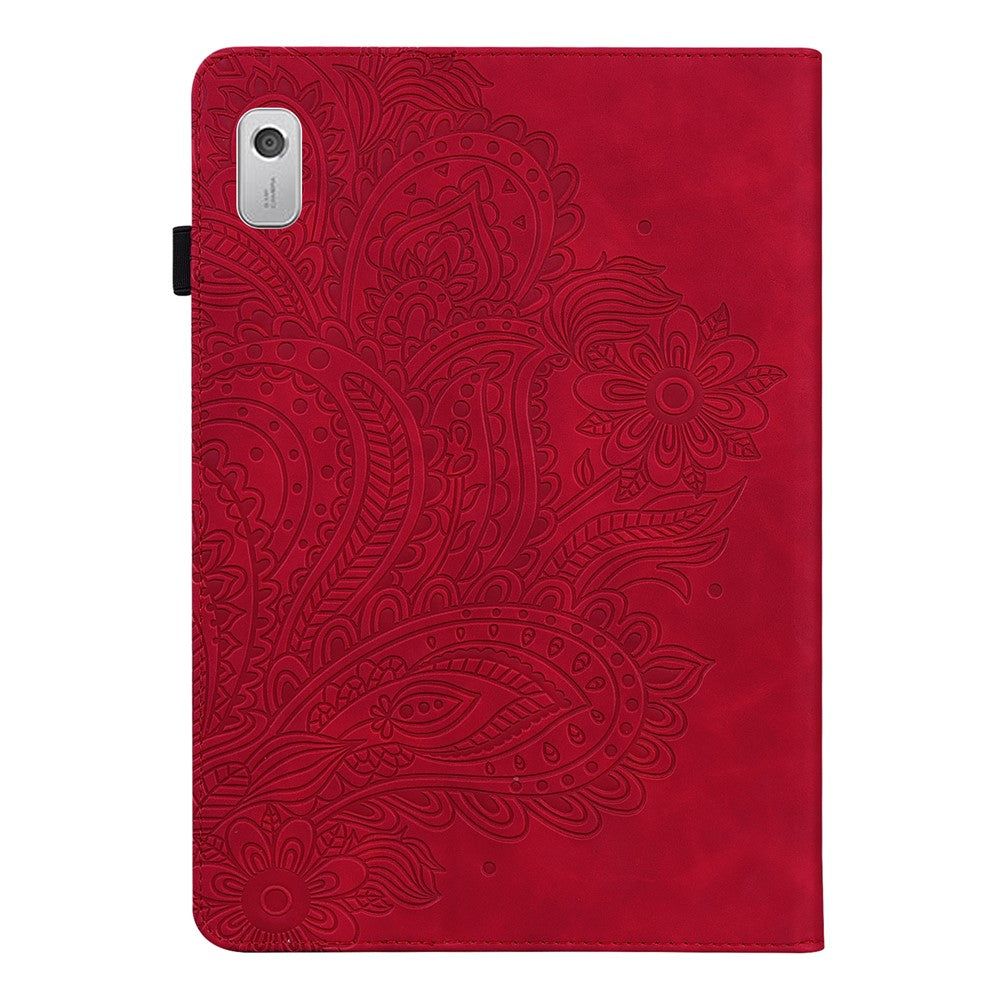 For Lenovo Tab M8 (4th Gen) 2024 TB-301XU / M8 (4th Gen) 2023 TB-300FU Flower Imprinting PU Leather Stand Case - Red