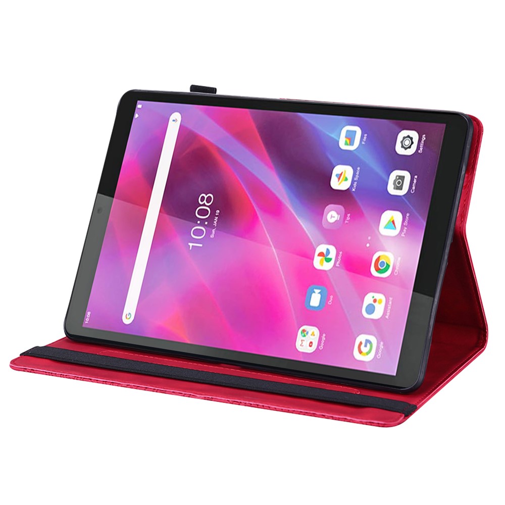For Lenovo Tab M8 (4th Gen) 2024 TB-301XU / M8 (4th Gen) 2023 TB-300FU Flower Imprinting PU Leather Stand Case - Red