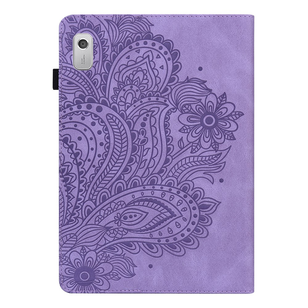 For Lenovo Tab M8 (4th Gen) 2024 TB-301XU / M8 (4th Gen) 2023 TB-300FU Flower Imprinting PU Leather Stand Case - Purple