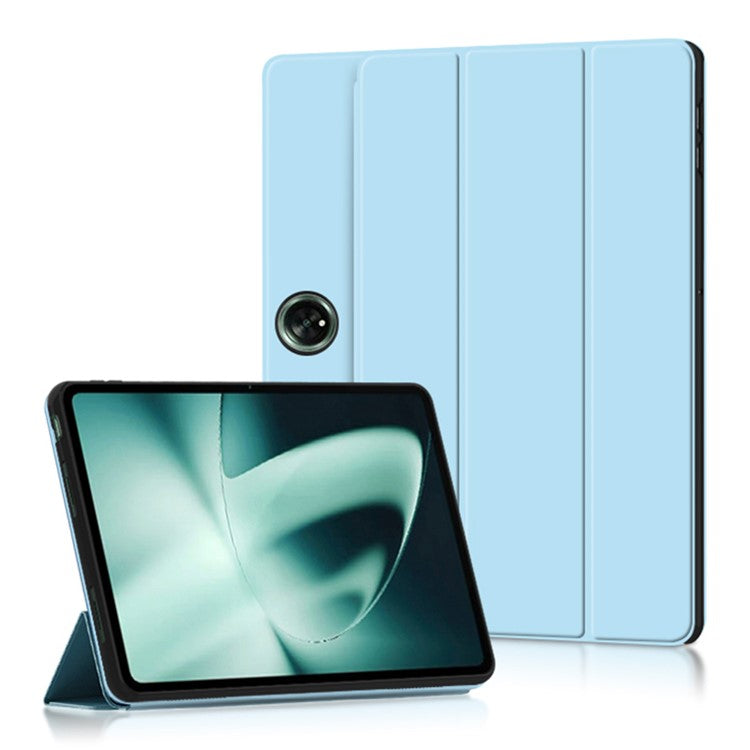 Tablet Case For OnePlus Pad Tri-fold Stand Drop-proof PU Leather Tablet Cover - Blue