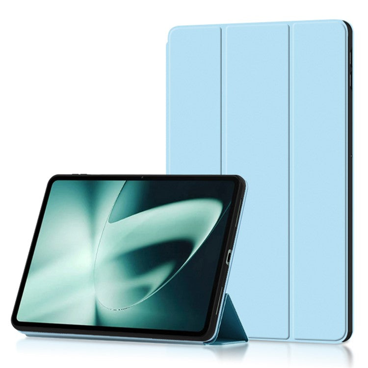 Tablet Case For OnePlus Pad Tri-fold Stand Drop-proof PU Leather Tablet Cover - Blue