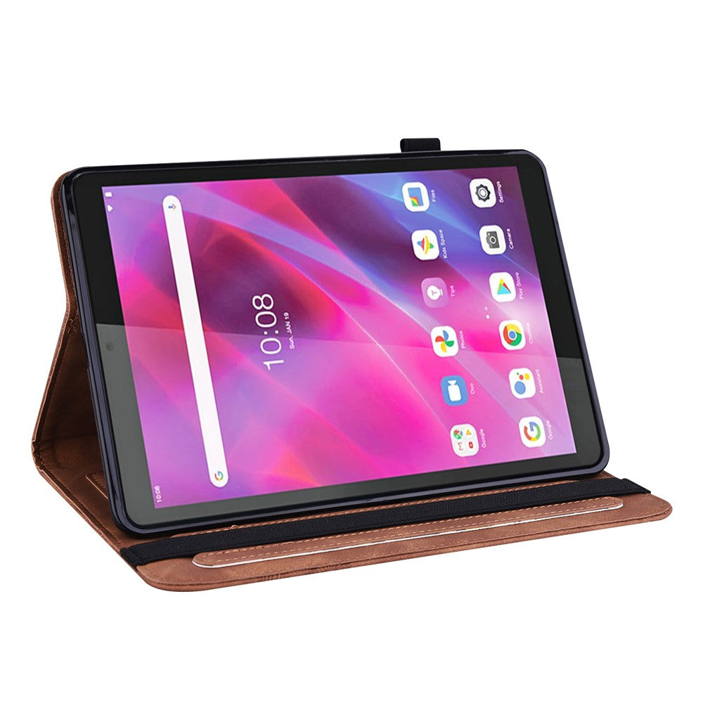 For Lenovo Tab M8 (4th Gen) 2024 TB-301XU / M8 (4th Gen) 2023 TB-300FU PU Leather Tablet Stand Case Flower Imprinting Wallet Tablet Cover - Brown