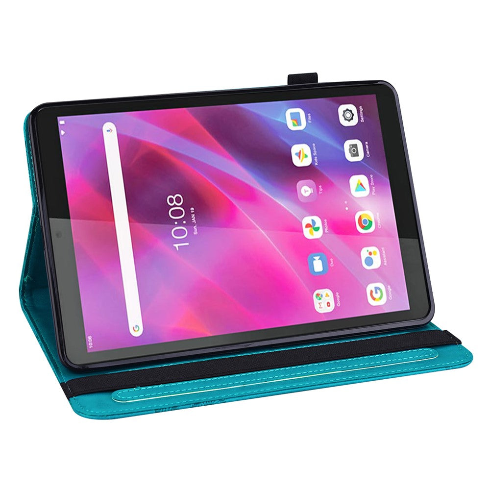 For Lenovo Tab M8 (4th Gen) 2024 TB-301XU / M8 (4th Gen) 2023 TB-300FU Leather Case Butterfly Imprinted Card Holder Stand Tablet Cover - Blue