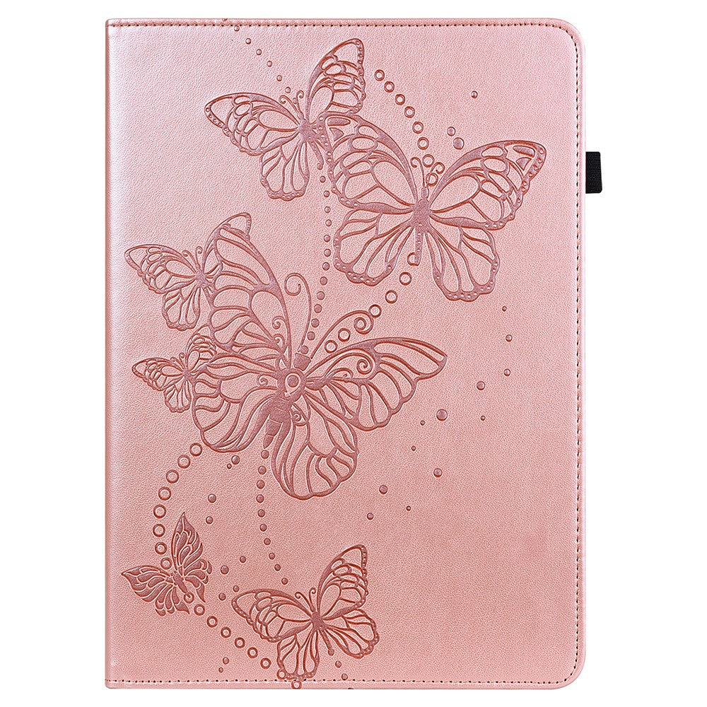 For Lenovo Tab M8 (4th Gen) 2024 TB-301XU / M8 (4th Gen) 2023 TB-300FU Leather Case Butterfly Imprinted Card Holder Stand Tablet Cover - Rose Gold