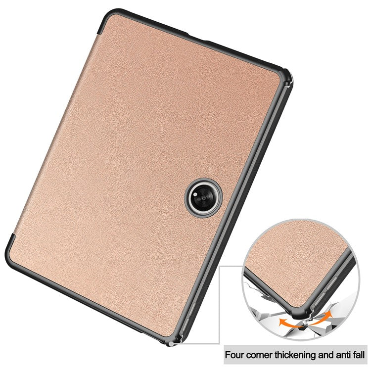 For OnePlus Pad Tri-fold Stand Tablet Case Auto Wake / Sleep Tablet Leather Cover - Rose Gold