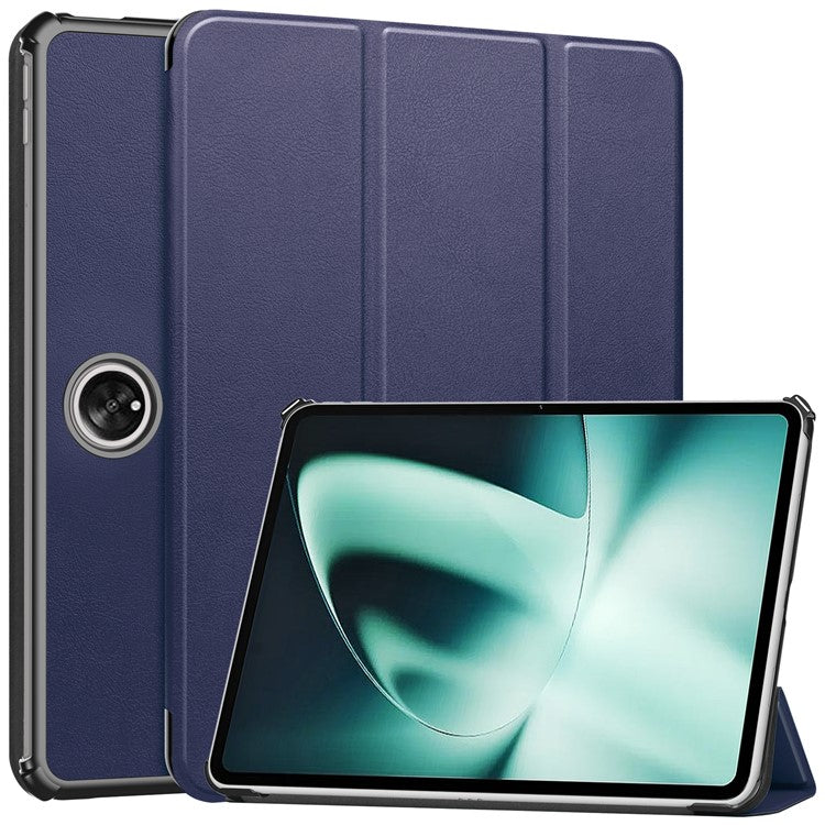 For OnePlus Pad Tri-fold Stand Tablet Case Auto Wake / Sleep Tablet Leather Cover - Blue