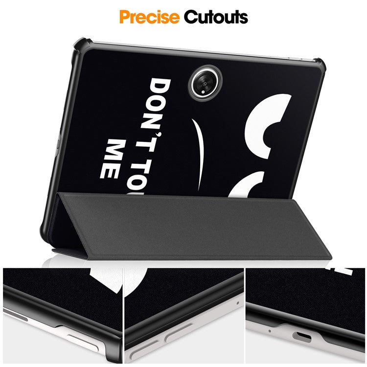 Pattern Printing Tablet Case for OnePlus Pad PU Leather Tri-fold Stand Anti-drop Tablet Cover - Don't Touch Me