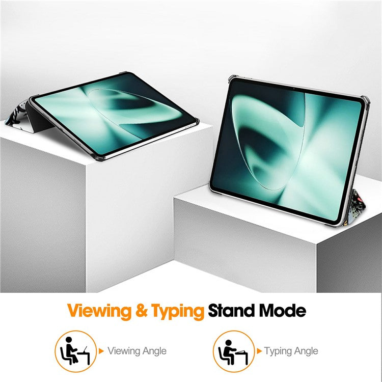 Pattern Printing Tablet Case for OnePlus Pad PU Leather Tri-fold Stand Anti-drop Tablet Cover - Graffiti