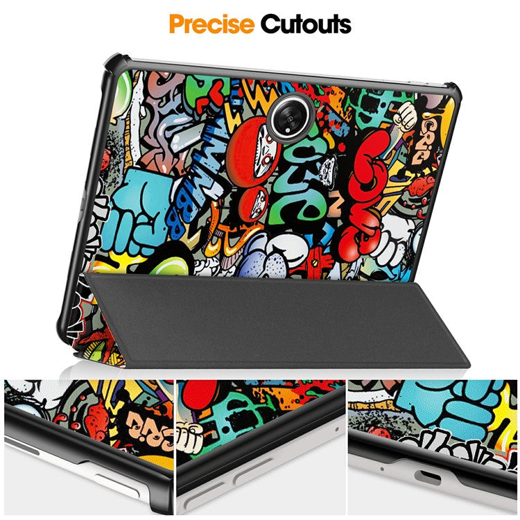 Pattern Printing Tablet Case for OnePlus Pad PU Leather Tri-fold Stand Anti-drop Tablet Cover - Graffiti