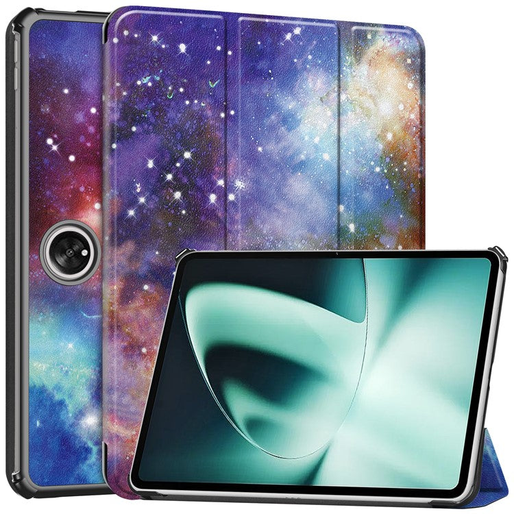 Pattern Printing Tablet Case for OnePlus Pad PU Leather Tri-fold Stand Anti-drop Tablet Cover - Starry Sky