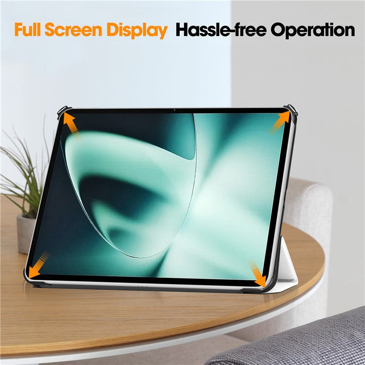 Pattern Printing Tablet Case for OnePlus Pad PU Leather Tri-fold Stand Anti-drop Tablet Cover - Cat