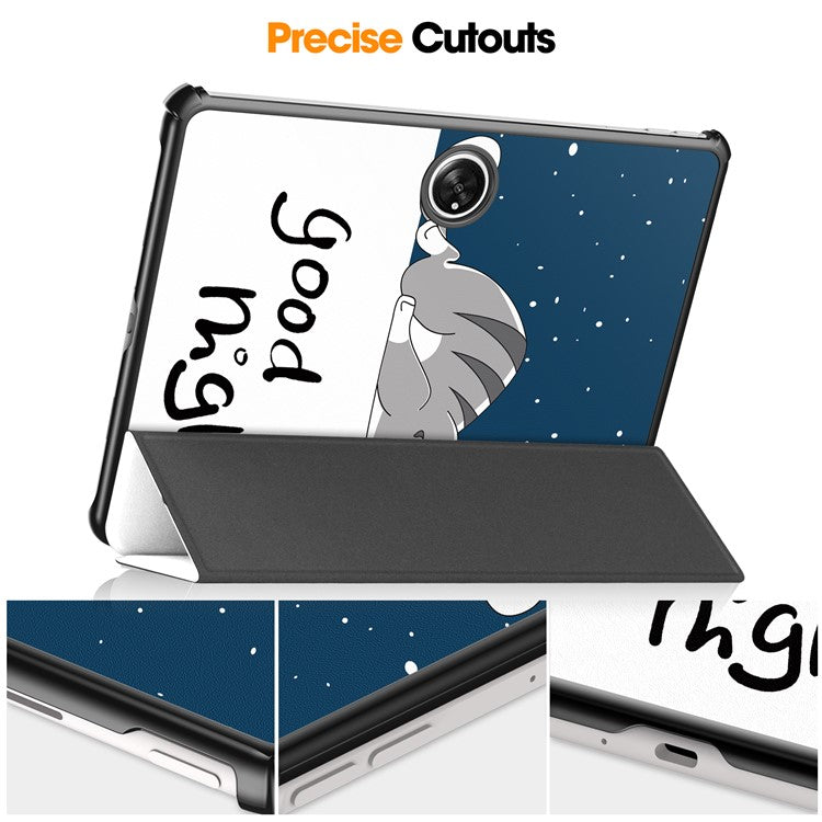 Pattern Printing Tablet Case for OnePlus Pad PU Leather Tri-fold Stand Anti-drop Tablet Cover - Cat