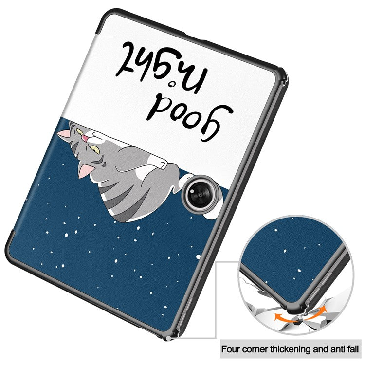 Pattern Printing Tablet Case for OnePlus Pad PU Leather Tri-fold Stand Anti-drop Tablet Cover - Cat