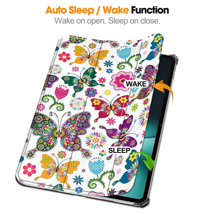 Pattern Printing Tablet Case for OnePlus Pad PU Leather Tri-fold Stand Anti-drop Tablet Cover - Colorful Butterflies